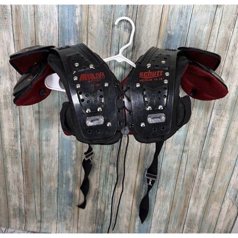 Schutt Mid Flex 4.0 Youth Football Shoulder Pads Black Size Medium 15-16"
